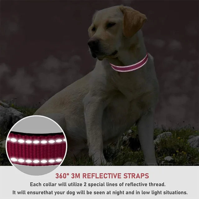 1PC Reflective Dog Collar with Buckle Adjustable Safety Nylon Collars for Small Medium Large Dogs 6
