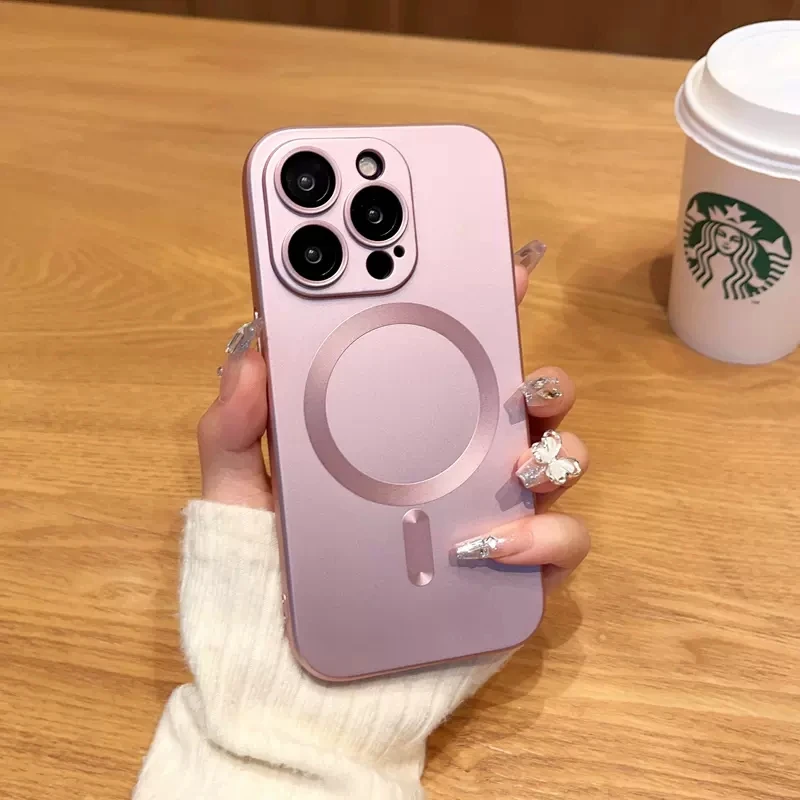 Luxury Magnetic Silicone Phone Case with Glass Lens Protection