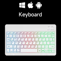 Illuminated Multi - Device Wireless Bluetooth Keyboard and Mouse - Hebrew and English (White)