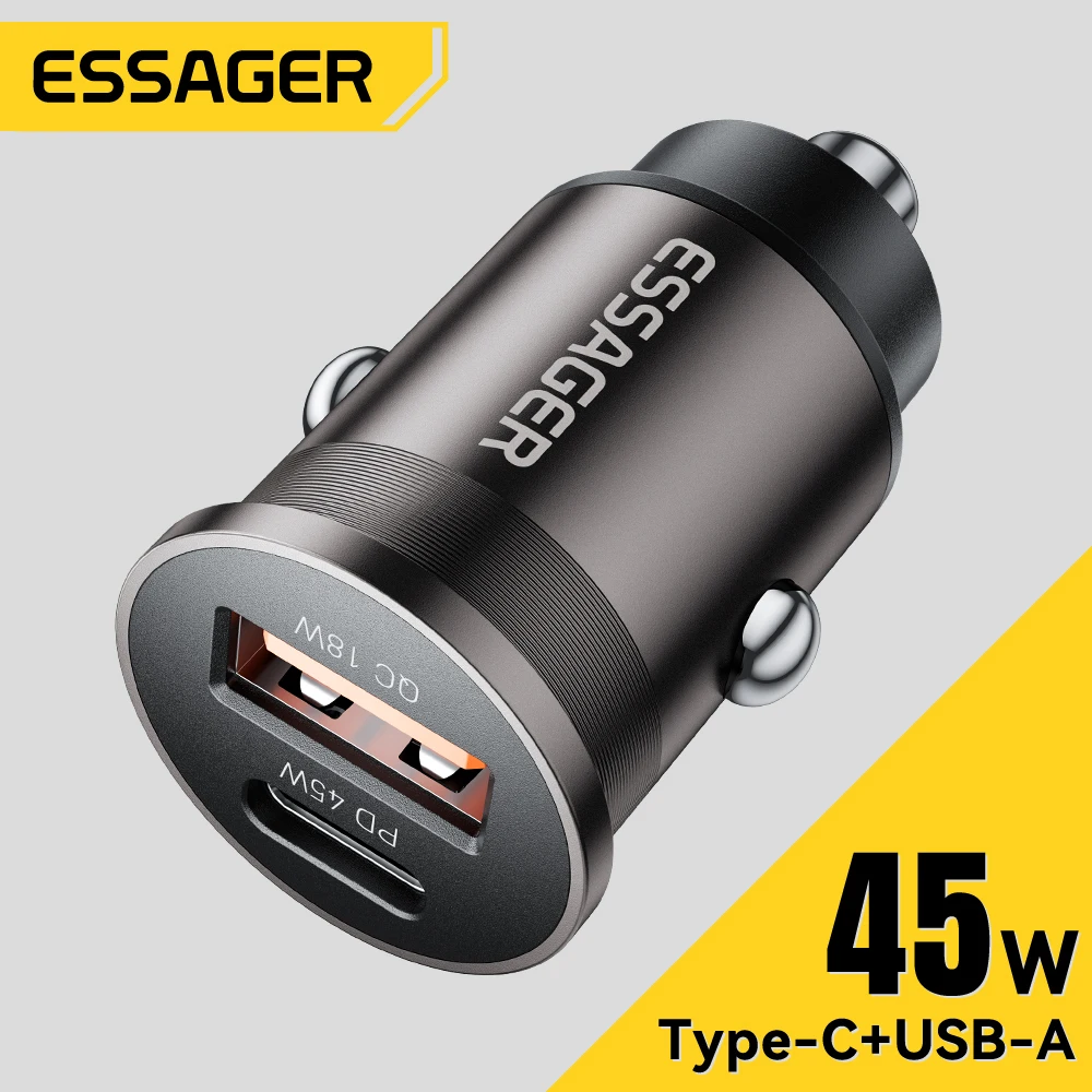 Essager 45W High-Speed Multi-Port Car Charger with Quick Charge Technology