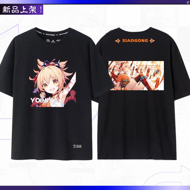 

Футболка Genshin Impact Yoimiya, модные смешные кавайные Женские повседневные футболки унисекс, футболки, одежда для пар, топы, Аниме периферийные устройства