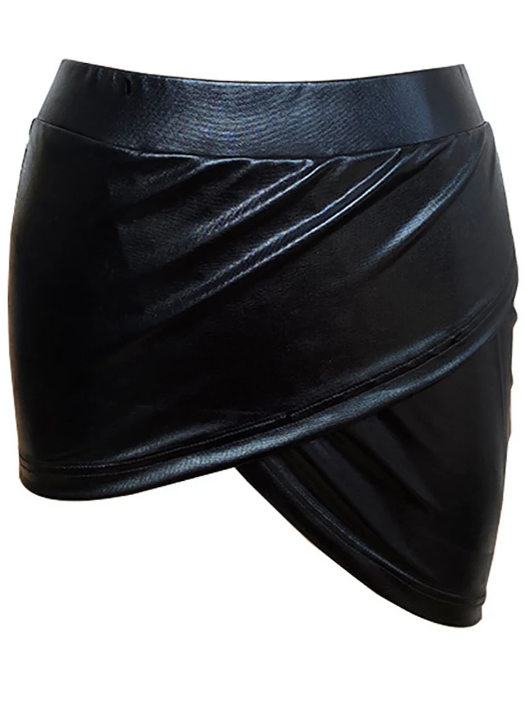 black mini skirt Sexy Pu Slit Mini Black Skirt Women Summer 2022 New Fashion Streetwear Club Asymmetrical Faux Leather Solid Pencil Short Skirts pleated midi skirt