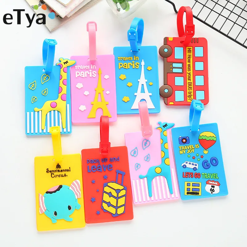 Cartoon Silicone Travel Luggage Tags Baggage Suitcase Bag Labels School Bag 