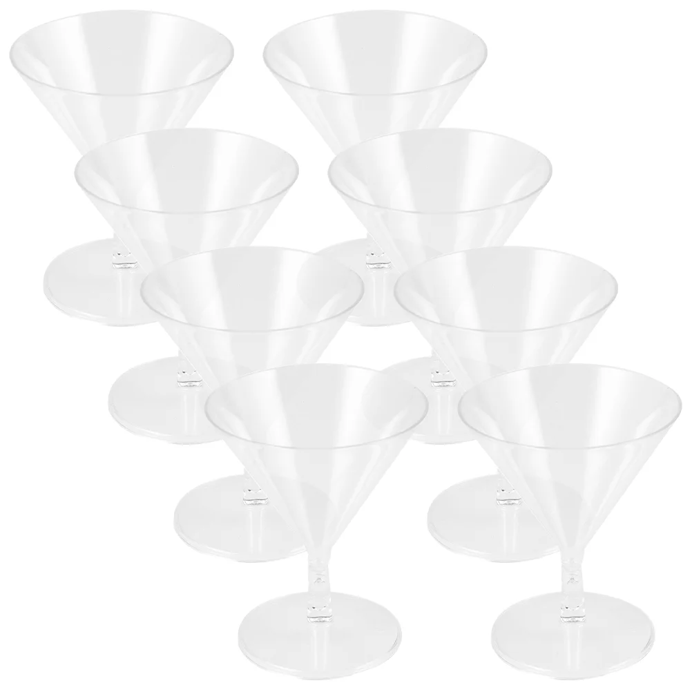 8 Pcs Martini Glasses Disposable Wineglass Reusable Clear Beverage Cups Goblets Mini 800X680X680CM Cocktail Plastic