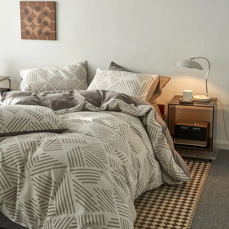 

Ins Nordic Cotton Three Layer Yarn Washed Cotton Jacquard Four Piece Set Of Pure Cotton Three Piece Set Of Bedding 4