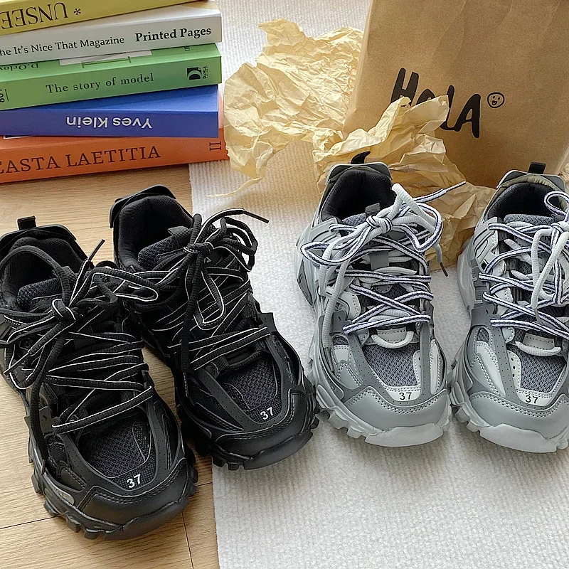 Size 41 42 Women's Casual Sports Shoes Men Stylish Brand Design Ladies Chunky Sneakers Thick Sole Tennis Shoes 43 44 Big Size 6