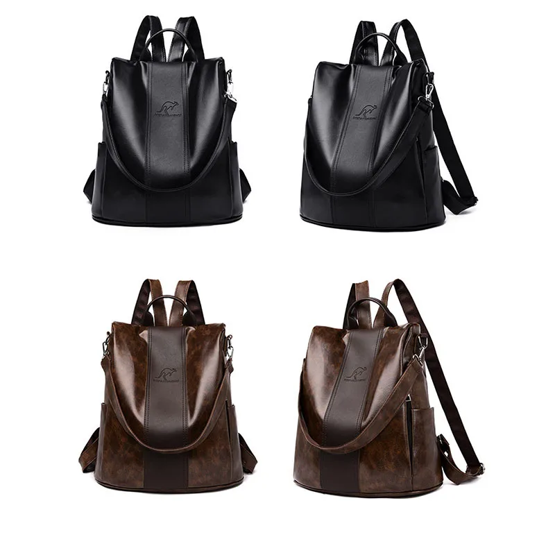 New Women's Backpack Fashion Soft Leather leisure bag Versatile Large Capacity Outdoor Travel Ladies Bag Students Bag