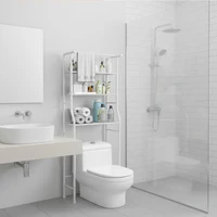 Étagère moderne pour machine à laver, étagère de toilette, étagère de salle de bain avec 3 niveaux, étagère gain de place au-dessus des toilettes, support de rangement multifonctionnel, robuste, étagère suspendue 6