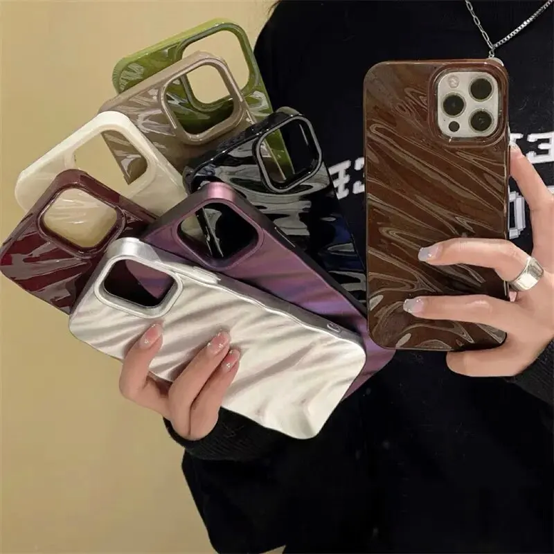 Wavy Pattern Candy Color Soft Shockproof Phone Case Cover