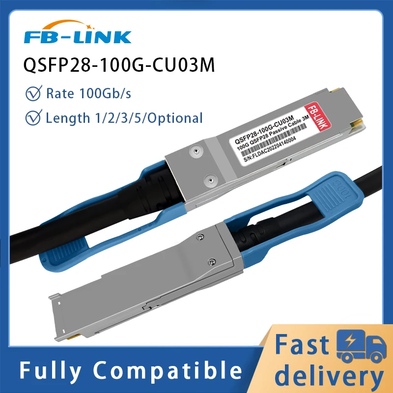 100G DAC Cable QSFP28 to QSFP28 Direct Attach Copper DAC Cable 1/3/5/7M, compatible with Cisco Mellanox Mikrotik switch 10g sfp dac cable twinax cable sfp to sfp direct attach copper 1 3 5 7m compatible for mikrotik mellanox cisco ethernetswitch