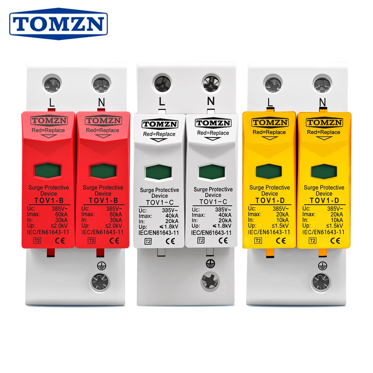 TOMZN AC SPD 2P Ogranicznik Przepięć Domowy Ochrona Przed Przepięciami Urządzenie Ochronne Niskonapięciowe 10-20kA 20-40kA 30-60kA 275V 385V 420V