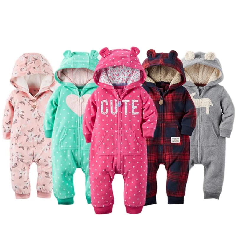 2023 Spring Fall Warm Infant Baby Rompers Coral Fleece Animal Overall Baby Boy Girl Halloween Xmas Costume Baby jumpsuit