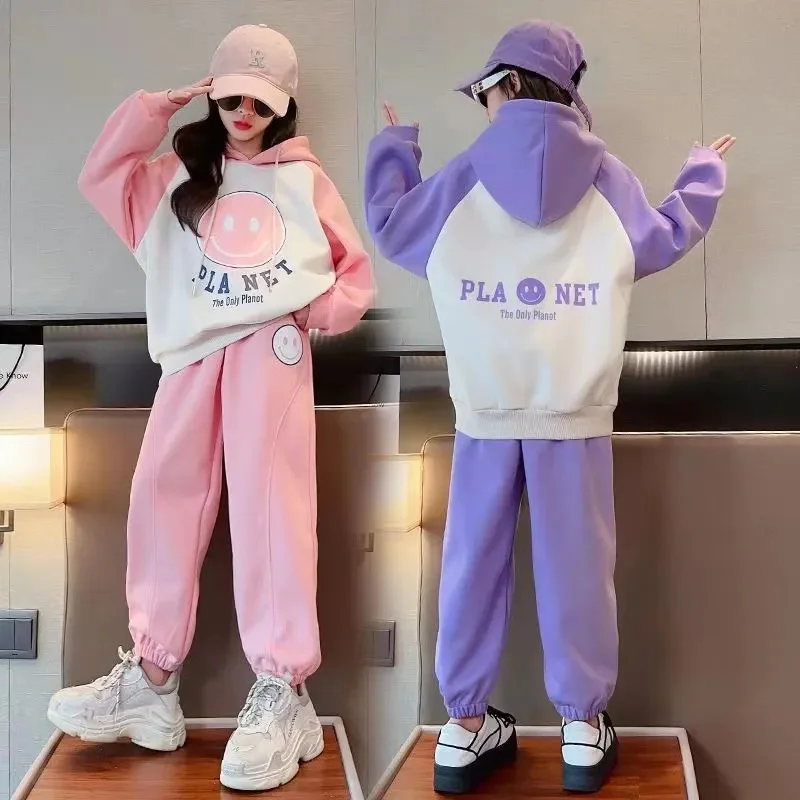 

Girls Sweatshirts +Pants Kids Suits 2PCS/Set 2023 Letters Spring Autumn Cotton Home Comfort Children Clothing