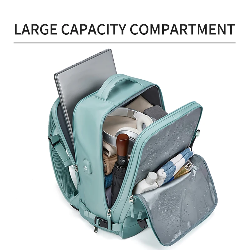 Unisex Laptop Backpack 15.6 16 Inch Teenager Girl USB Charging School Backpack Independent Shoe Bag Women Men Business Trip