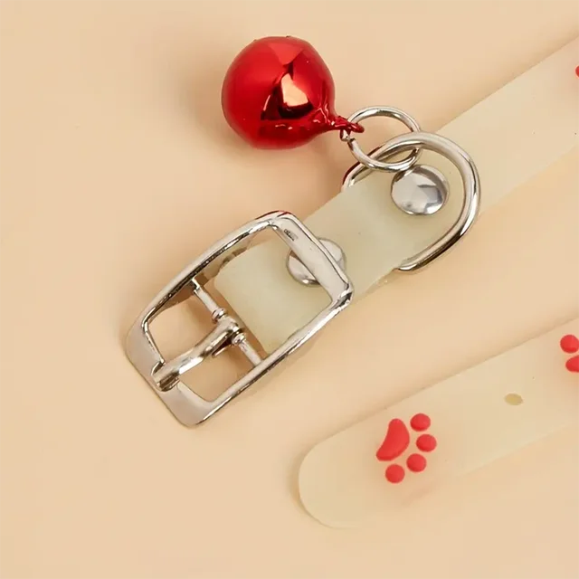 Cat Collar Glow in the Dark Footprint Cute Charms Adjustable Luminous Pet Collar for Kitten Chihuahua Night Walking Camping 6