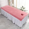 Solid Velvet Beauty Salon SPA Bed Sheets Massage Warm Bed Table Cover Sabanas Para Cama Soft Salon Sheets With Hole 5