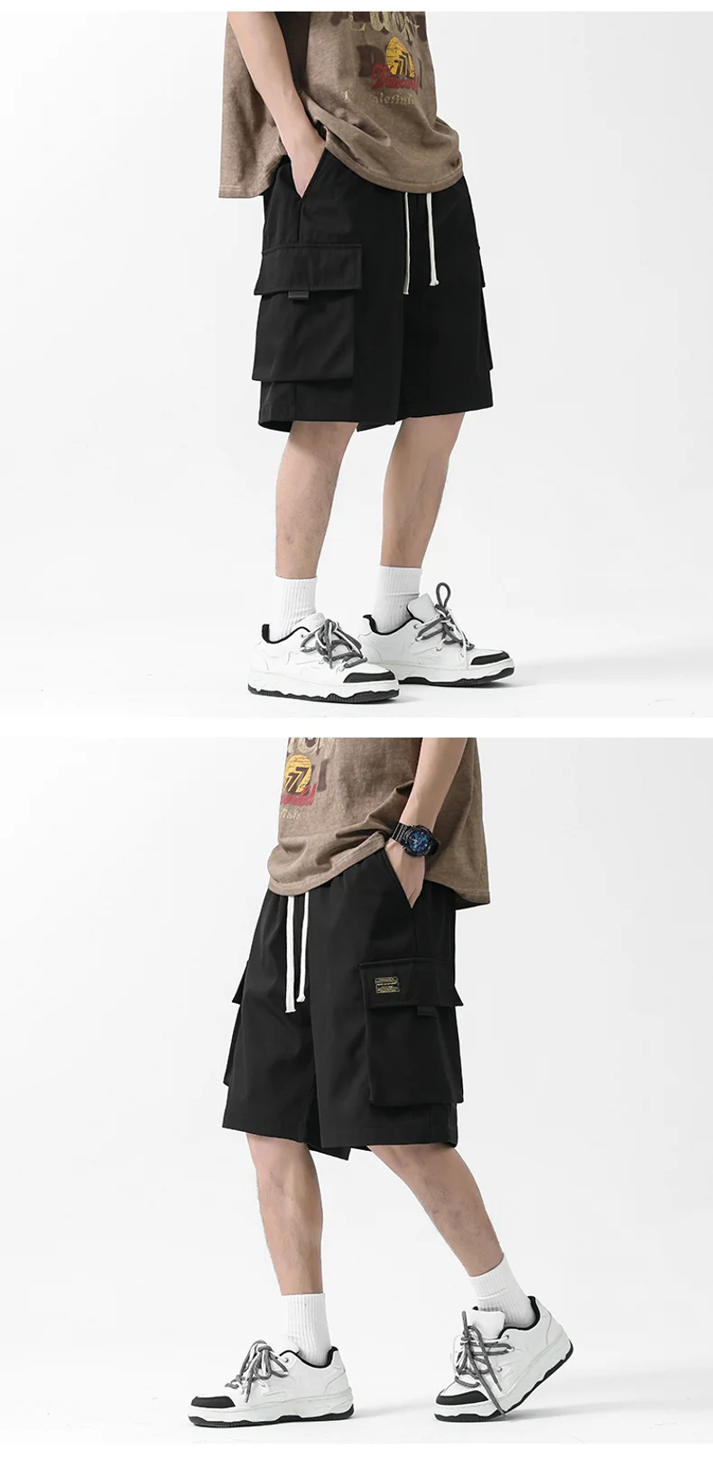 Summer Mens Workwear Shorts Five-point Casual Pants Loose Straight Guard Quick Dry Beach Japanese Sweatpants