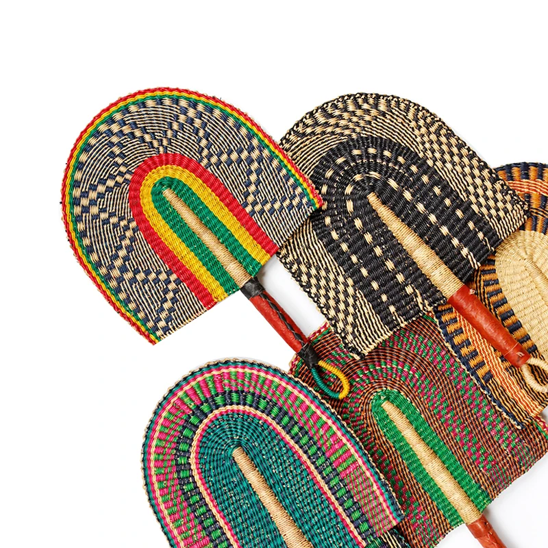 

Из натуральной травы, ручной работы декоративный веер с кожаной ручкой Мандала домашний художественный фон настенный декоративный веер практичный Ручной Веер