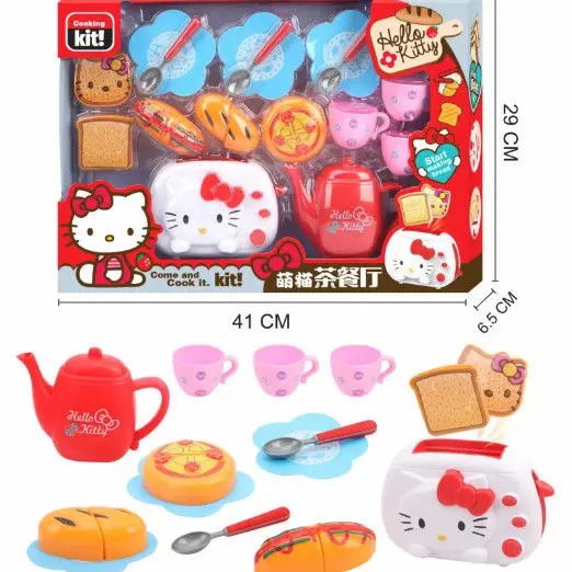 

Детский игровой домик Hello Kitty, милая креативная хлебопечка, чайный набор, набор посуды, подарок на день рождения для девочек