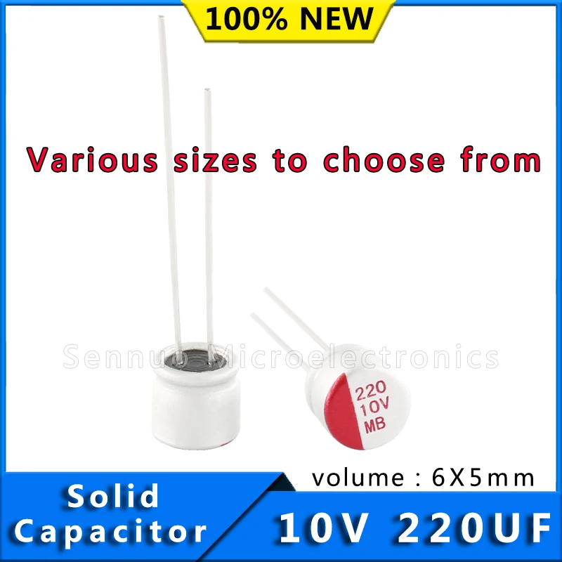 

10pcs capacitor 220 uf 10v Solid Electrolytic Capacitors 220 uf 10 v volume 6x5mm Aluminum electrolytic capacitors brand new