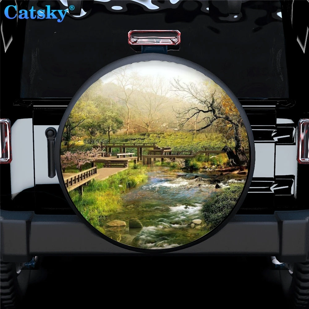 

Natural Scenery Car Tire Cover,Camper Spare Tire Decoration Cover, SUV Spare Tire Cover Without Backup Camera Hole Protect Cover