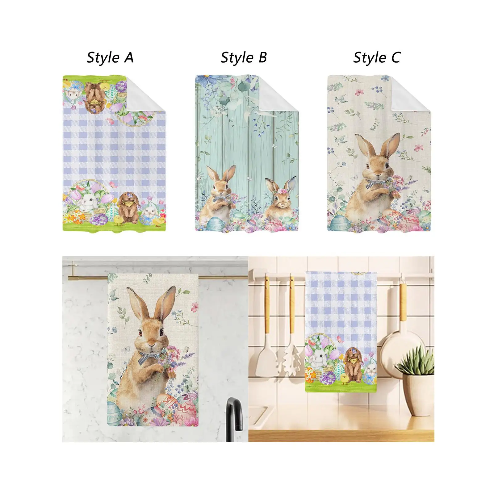 Tea Towel Easter Gifts Holiday Decoration Absorbent Dish Towels Dish Towels Hand Towels for Kitchen Shower Party Bath Families