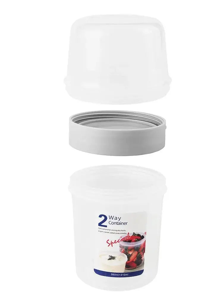 Portable Multi-purpose Sealed Container Storage Jars Double-layer Food Container Plastic Fresh-keeping Box Lunch Cup