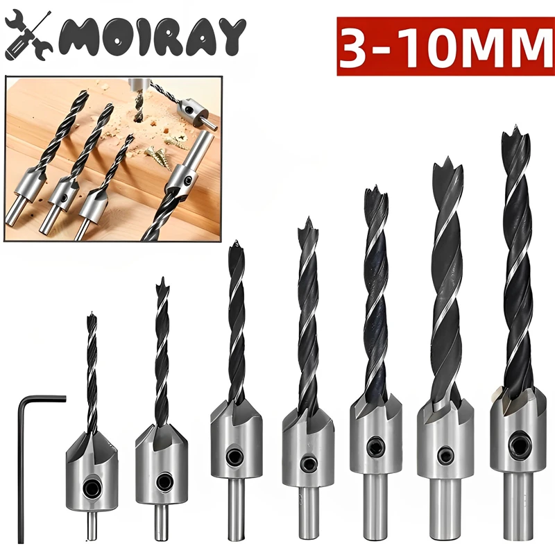 Countersink Drill Bit Set Reamer Woodworking Chamfer Counterbore Pliot