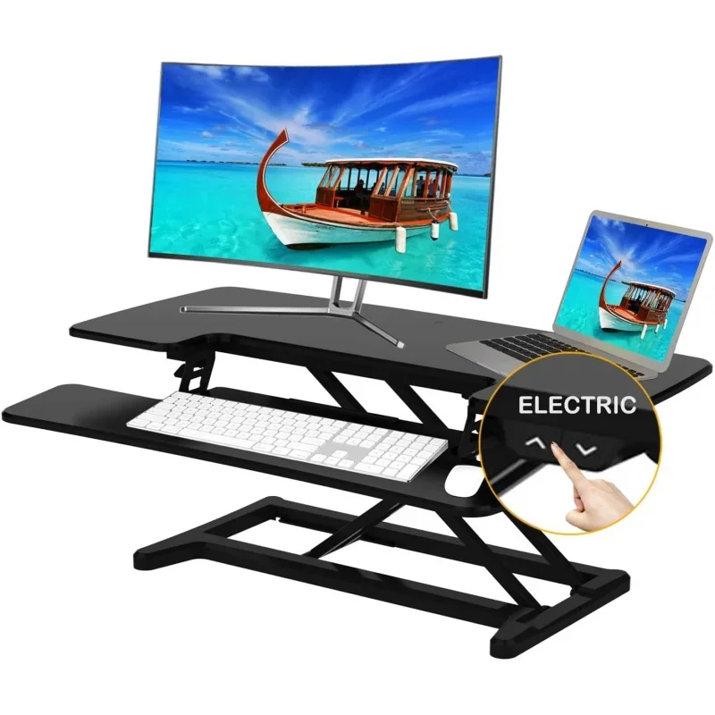 

Aveyas [electric] 32 inch motorized standing desk converter, Speed Plus version height adjustable ergonomic sit to stand up rise