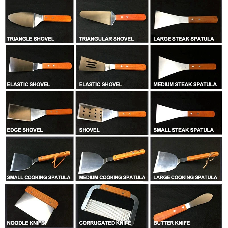 Stainless Steel BBQ Roasting Fork Clamp Shovel, Roast Barbecue Skewers, Wooden Handle, Cooking Spatula, Triangle Steak Tool Sets