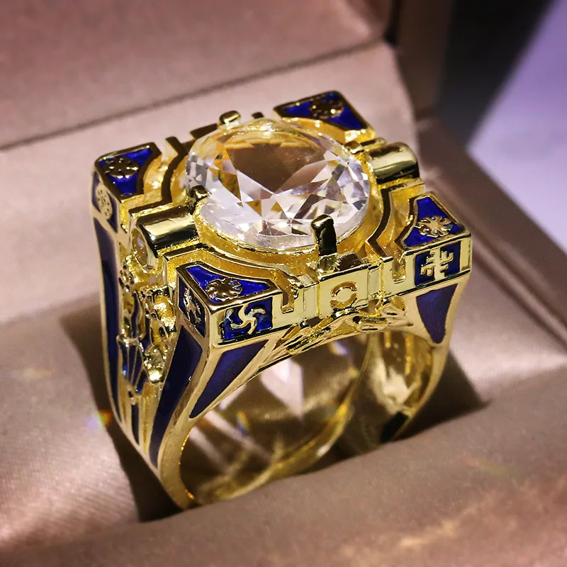 Silver Rings Silver Ring Wedding Rings HONON domineering two tone men's ring with square design invisible inlaid zircon wedding jewelry hip-hop style ring accessorie