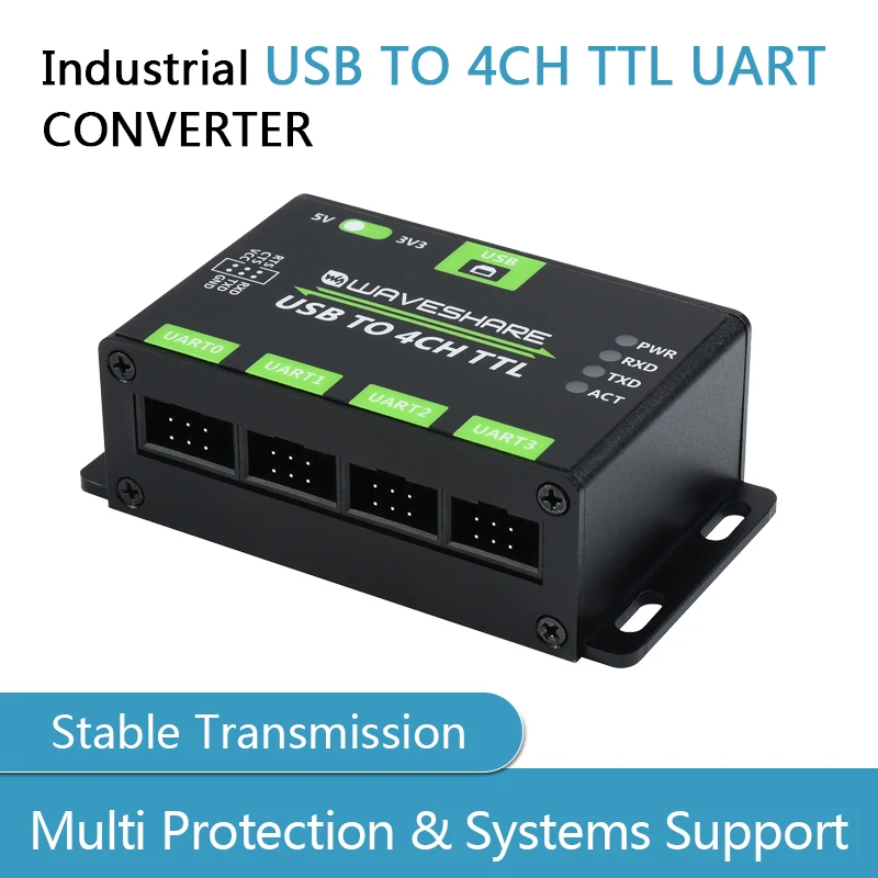 

Industrial USB TO 4CH TTL Converter, USB To UART, Multi Protection & Systems Support
