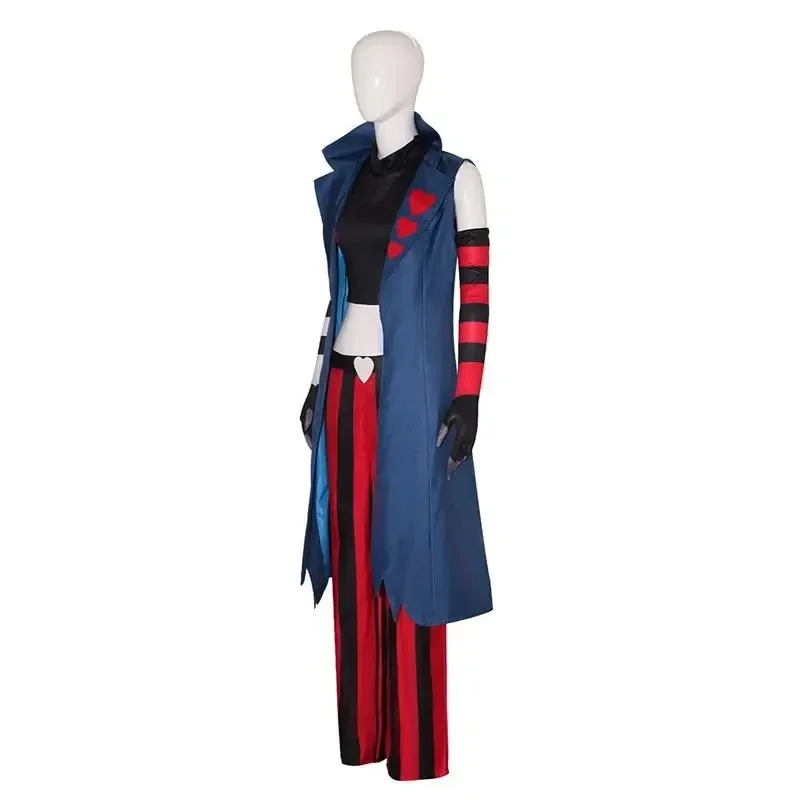 Anime Hazbin Velvet Cosplay Costume Adult Women Fashion Sexy Red Black Stripes Halloween Uniform Party Outfit