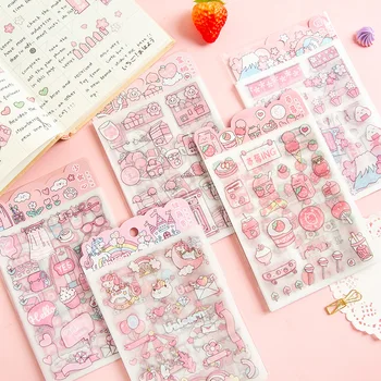 4PCS Pink PET Decorative Sticker Pack 1