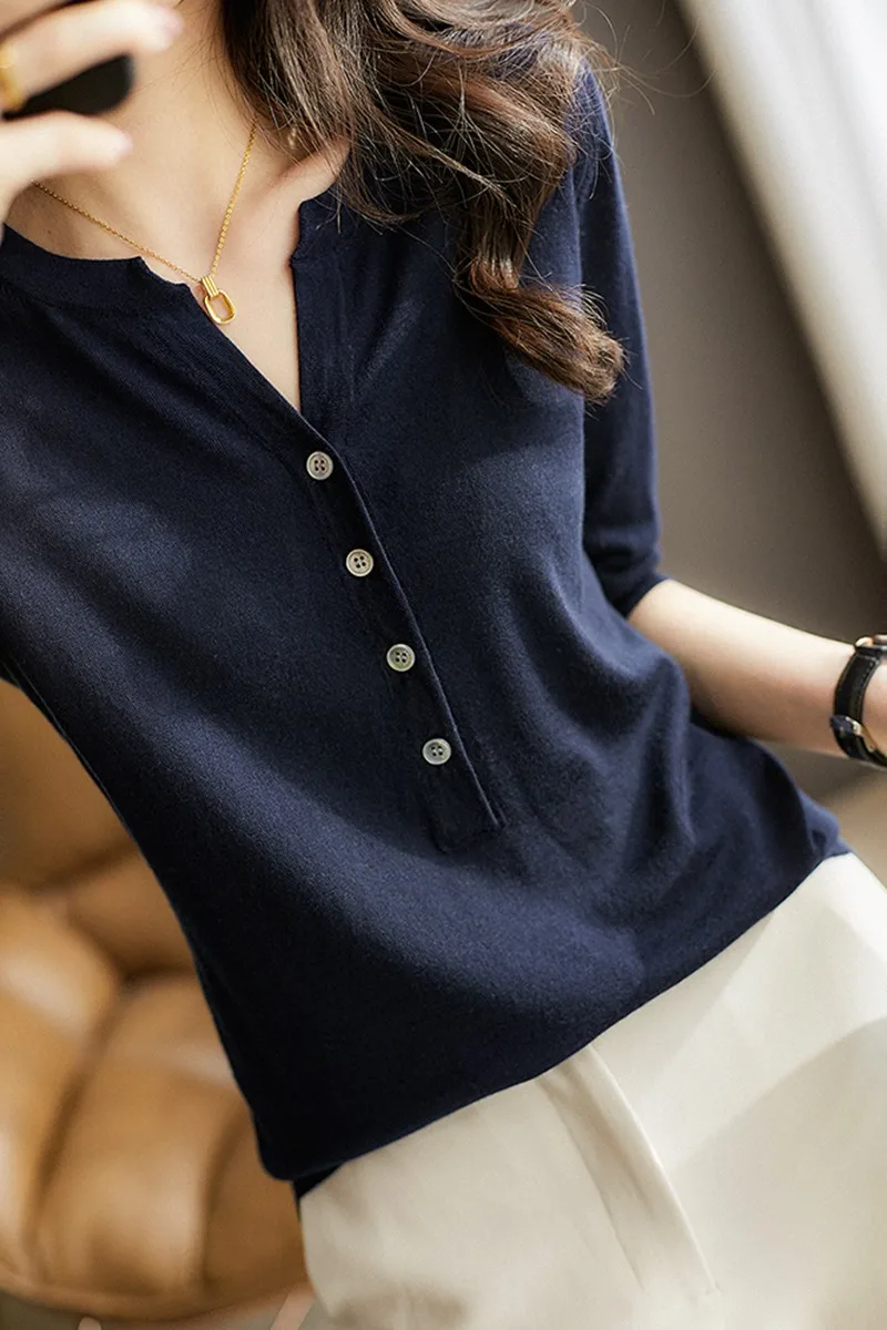 Women's 2022 Summer Thin Loose half Sleeve Silk Jersey Short sleeve T-shirt top