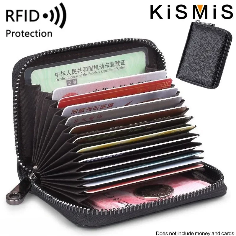 KISMIS Praktische, praktische Tasche für Visitenkarten und Ausweishüllen aus PU-Leder mit 12/26 Fächern – Detail 15