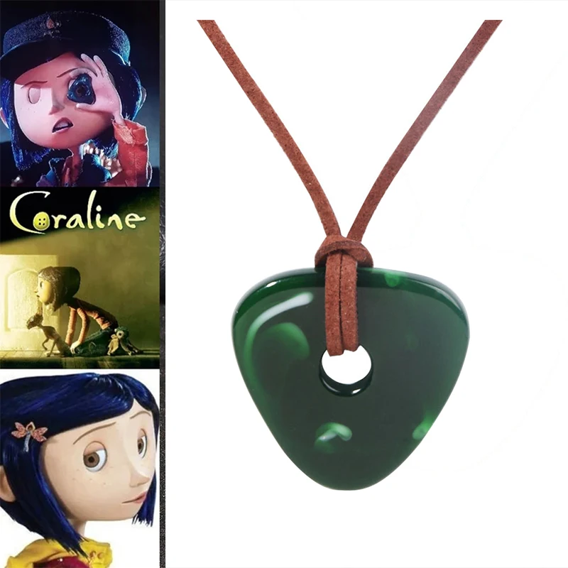 Collier Fantaisie Set Bijoux Coraline - Collier Clé Et Pierre + Pince Libellule + Lunettes Yeux - Style Fantasy Coraline Dvd