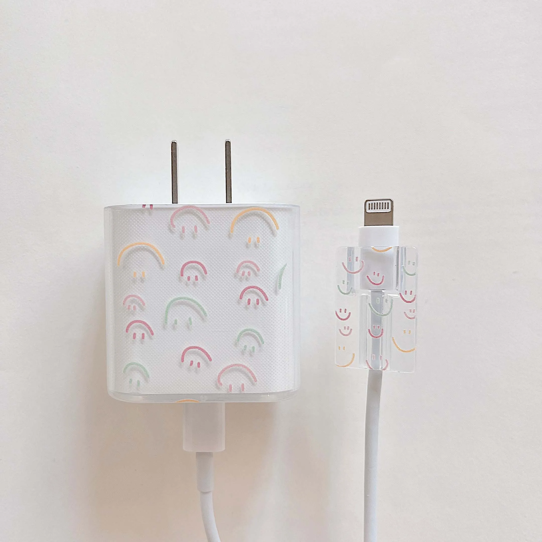 Jane Gradient Antiurto Smiley Bite Data Line Protector Case Cavo Usb Winder Cord Per Apple Iphone Testa Di Ricarica Rapida 18/20W