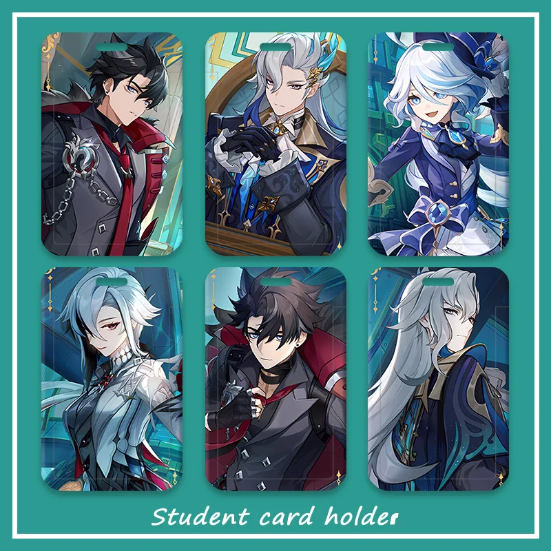 1Pc Anime Game Genshin Impact Alhaitham Arlecchino Square Badge Card Holder Campus Pasto Card Id Card Set Sliding Cover Design