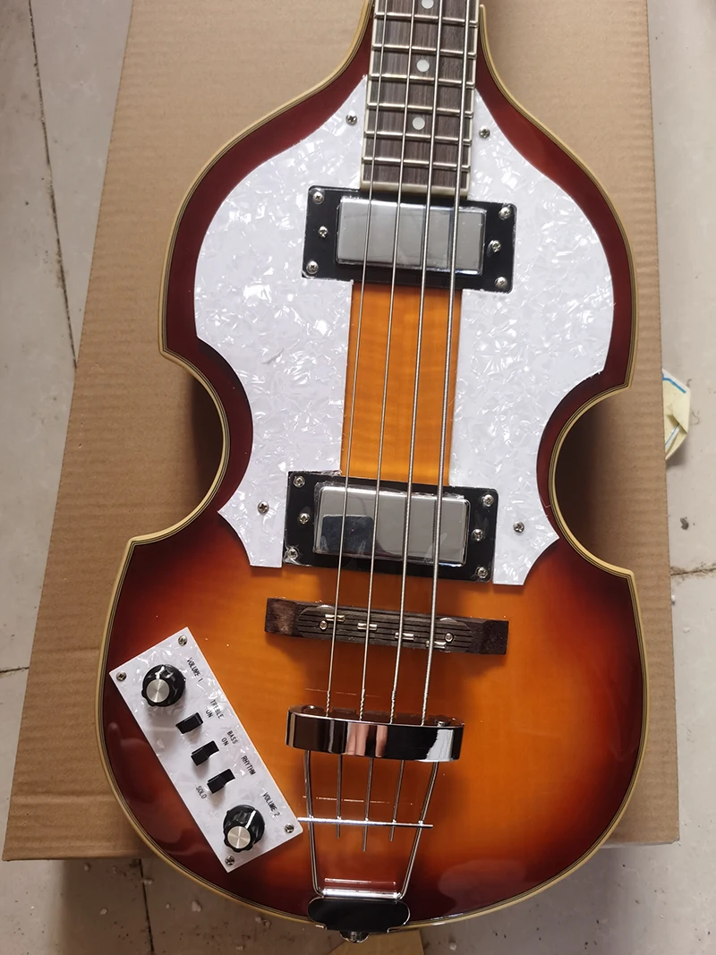 Left Hand BB2 Double White Pearl Guard BASS High Quality Guitar BASS In Stock Ping