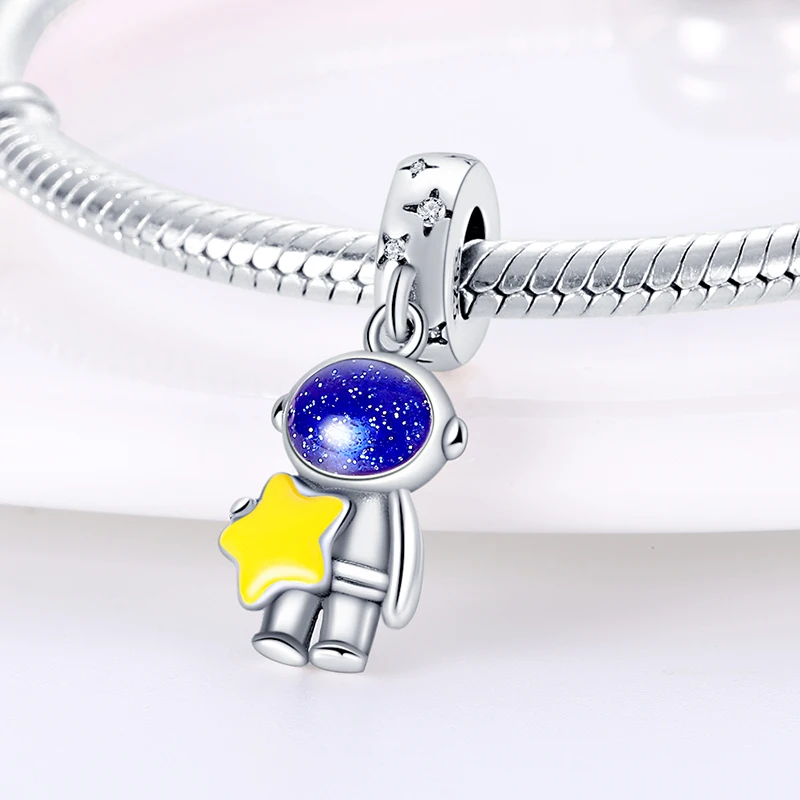 Mode 925 Sterling Silber Astronaut Space Series Charms Perlen passen Qikaola 925 Original Armbänder DIY Jahrestag Schmuck 2023 – Detail 2