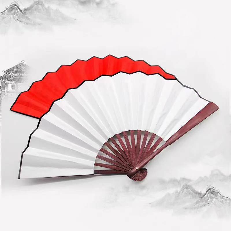 

10inch Colored Calligraphy Painting Folding Fan Silk Cloth Blank Chinese Handheld Fan Solid Color DIY Crafts Wedding Home Decor