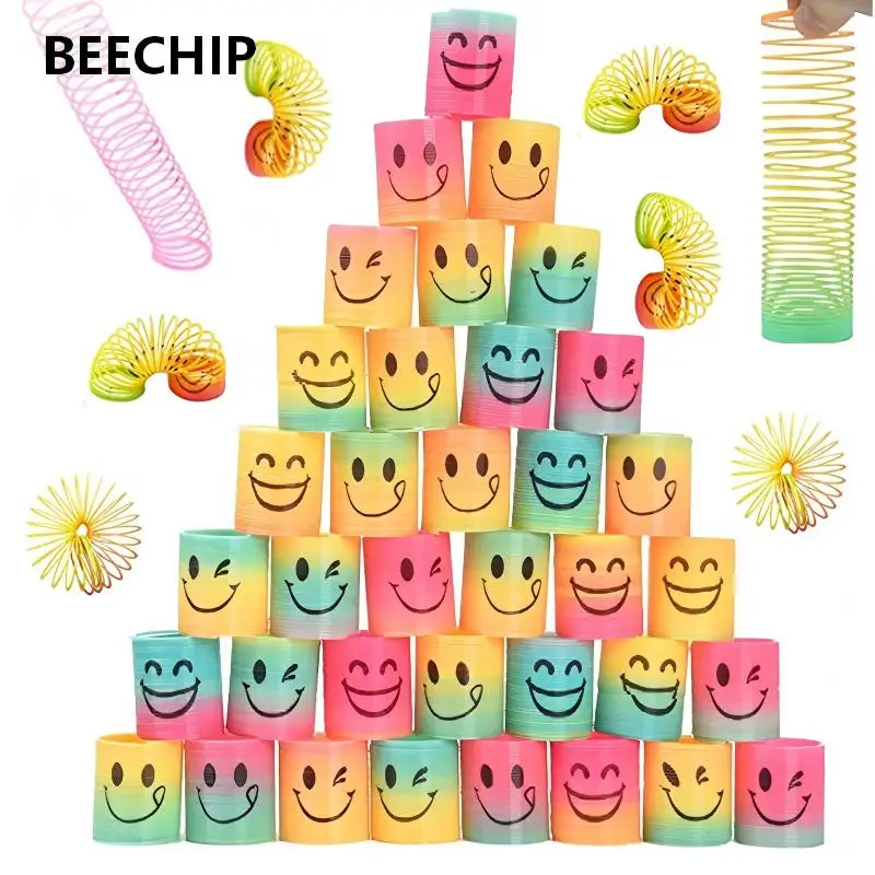 12pcs/Set Rainbow Stacking Music Nostalgic Puzzle Plastic Small Gift Spring Circle Magic Rainbow Circle For Boys Girls Gift