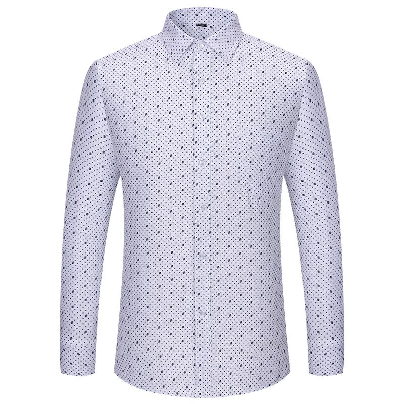 Men Dress Shirt Long Sleeve Cotton Anti-Wrinkle Regular Fit Home Soft Easy Care Smart Blue Camisa Social Shirts Designer Clothes