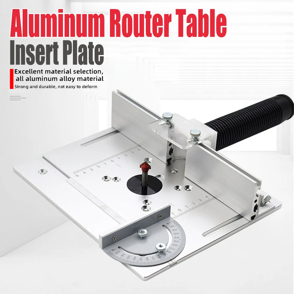 

Aluminum Router Table Insert Plate W Miter Gauge for Woodworking Benches Table Saw Multifunctional Trimmer Engraving Machine