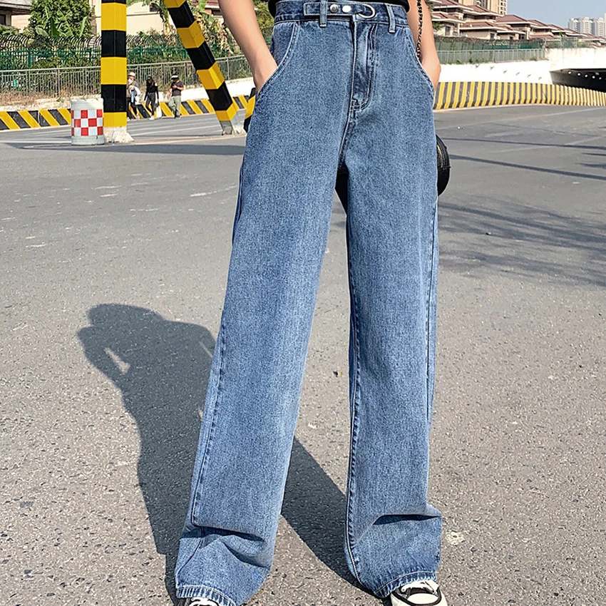 2023 Women Harajuku Baggy High Waist Wide Leg Jeans Ladies Femme E-Girl Streetwear Trousers Vintage Blue Denim Fashion Mujer Y2k