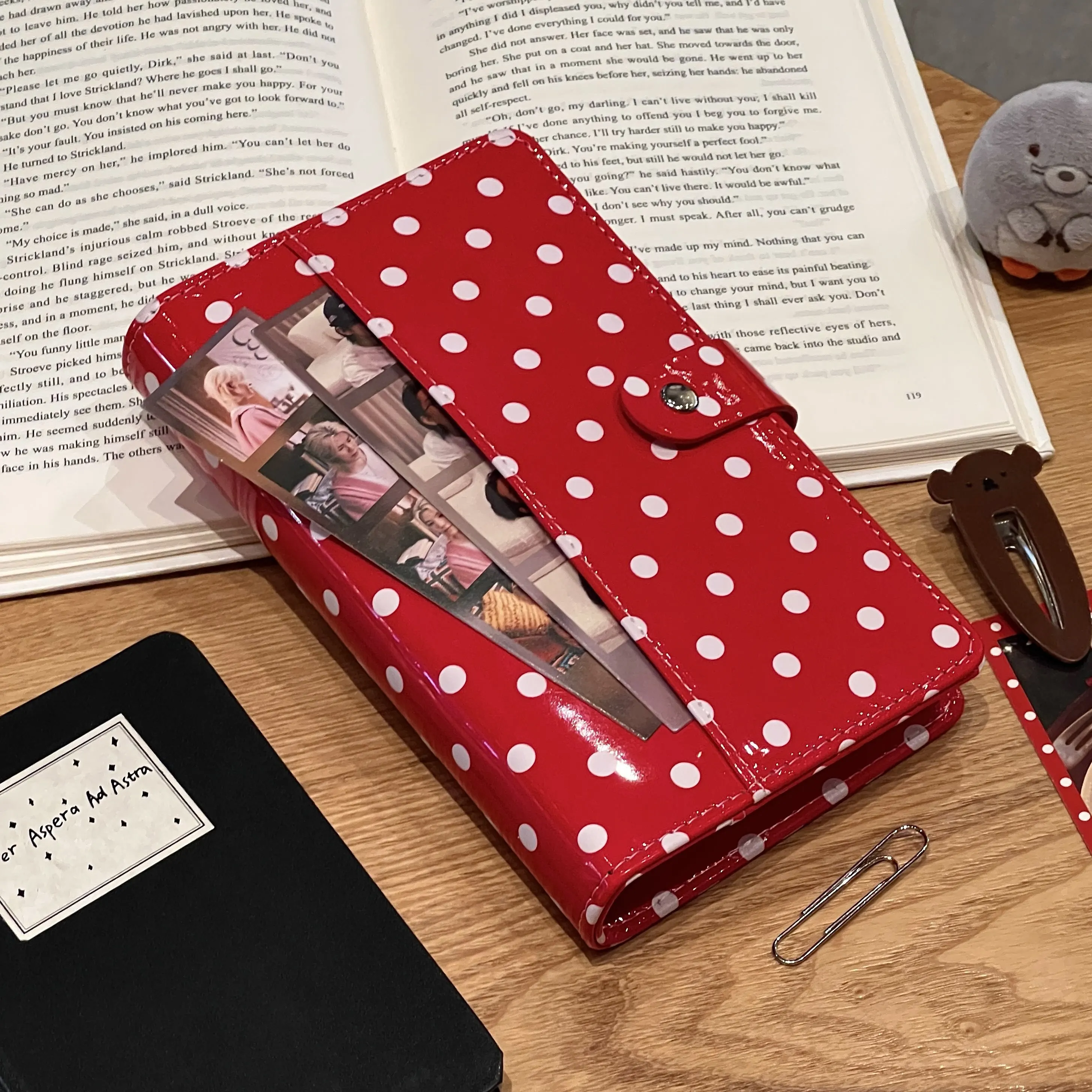 Vintage Red Glossy Patent Leather Binder - Portable A6 Loose-Leaf Travel Journal & Refillable Organizer Notepad