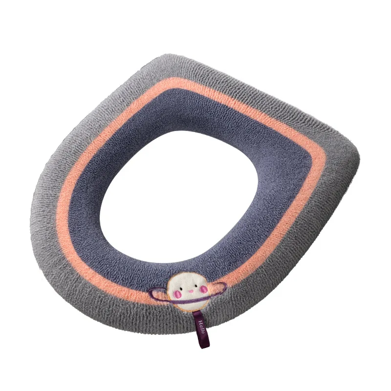 Home Thickened Toilet Seat Pad Four Seasons Universal Winter WC Seat Cover With handle Washable Cartoon Toilet mats rim Cushion 6