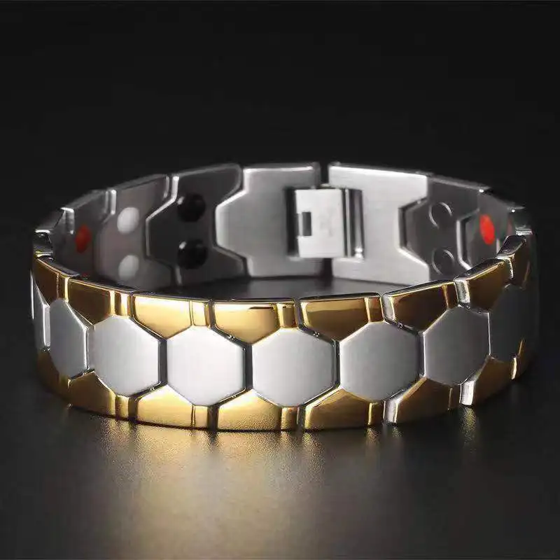 Hot Sale Men's Spherical Hexagonal Bracelet Magnet 4-in-1 Wide Bracelet