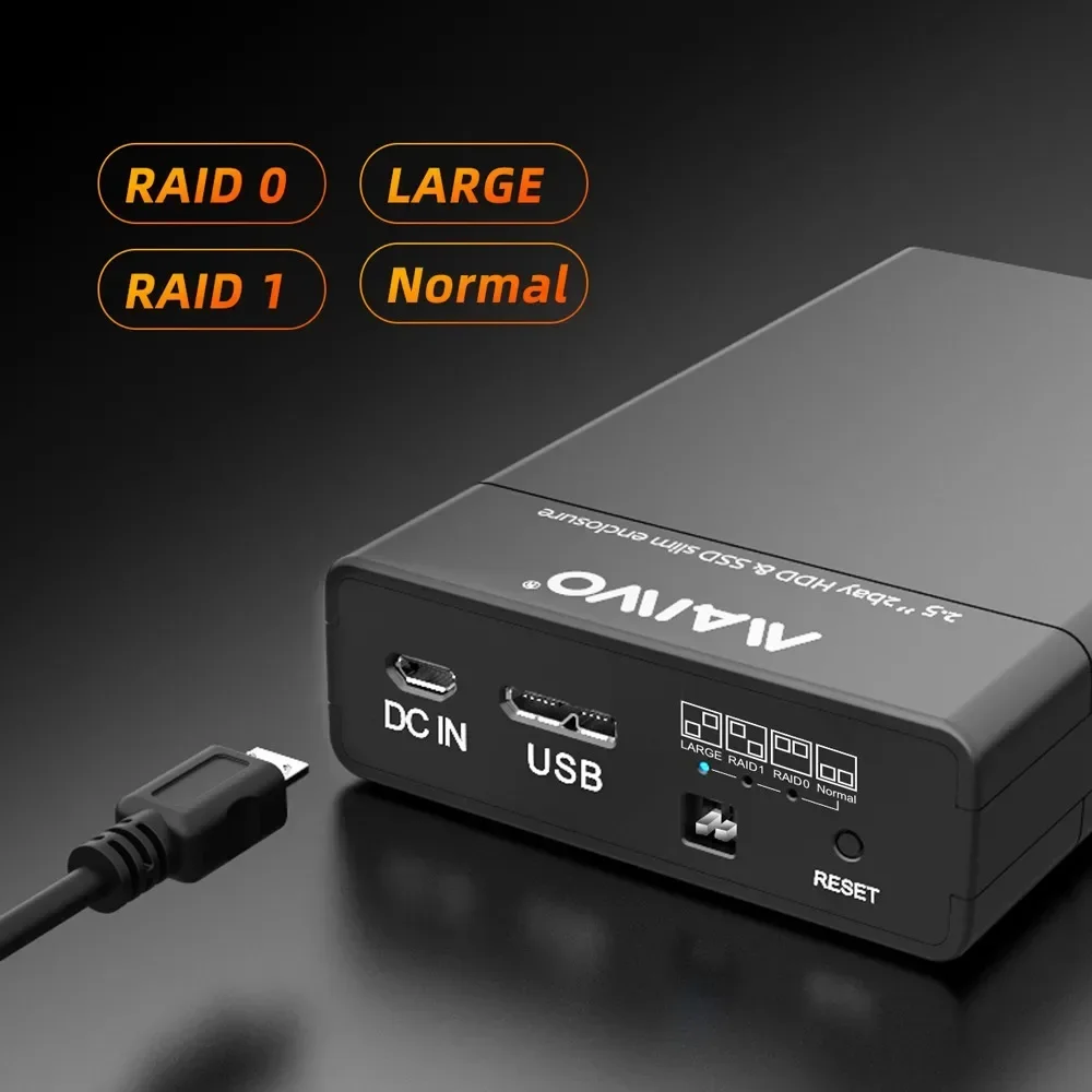 MAIWO 2.5 HDD SSD 케이스 SATA-USB 3.0 어댑터 케이스 PC 케이스용 4개의 RAID 모드가 있는 디스크 HDD용 HD 외장형 하드 드라이브 인클로저